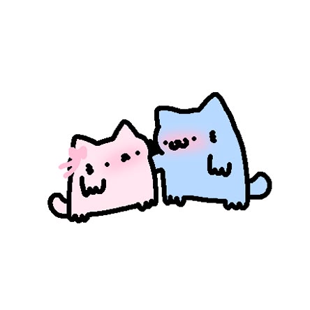 Маленькая розовая и голубая пара котиков рядом