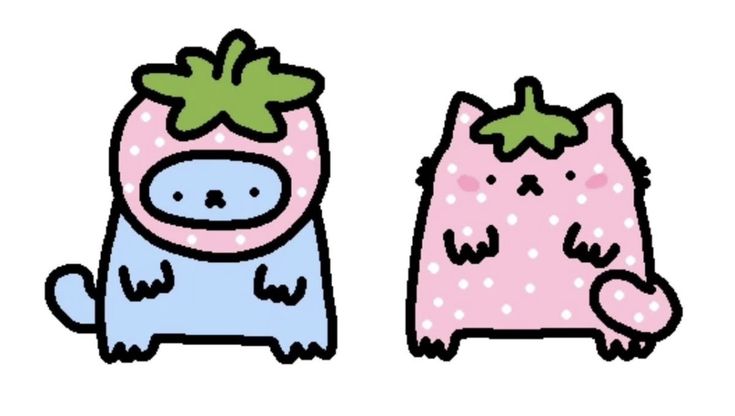 Два котика в костюмах клубники